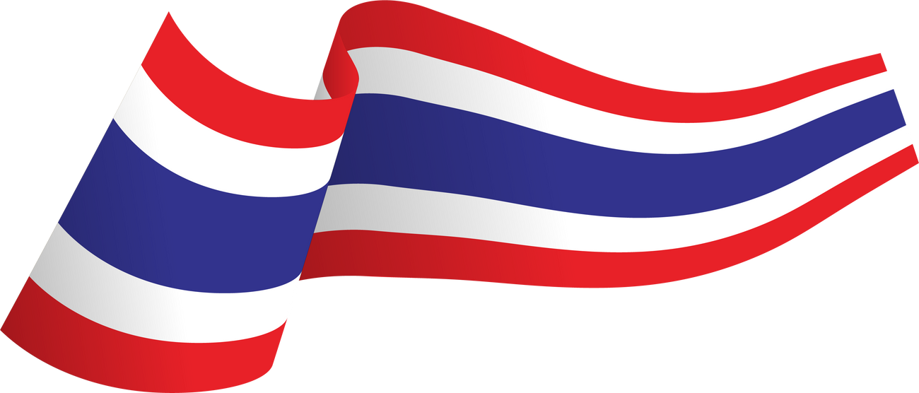 Thai Flag wave Ribbon Realistic Thailand
